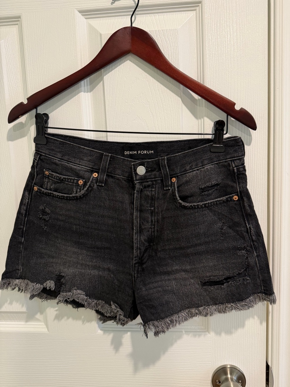 Aritzia Denim Forum Black Ex BF Hi Rise Jean Shorts